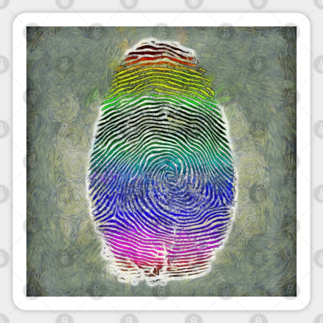 Rainbow Fingerprint Sticker by rolffimages